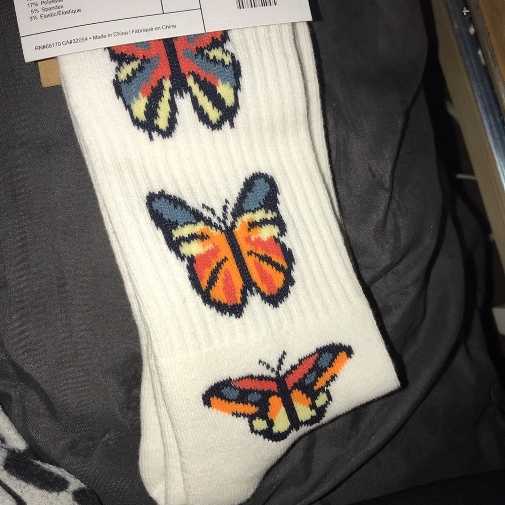 White long socks with butterflies